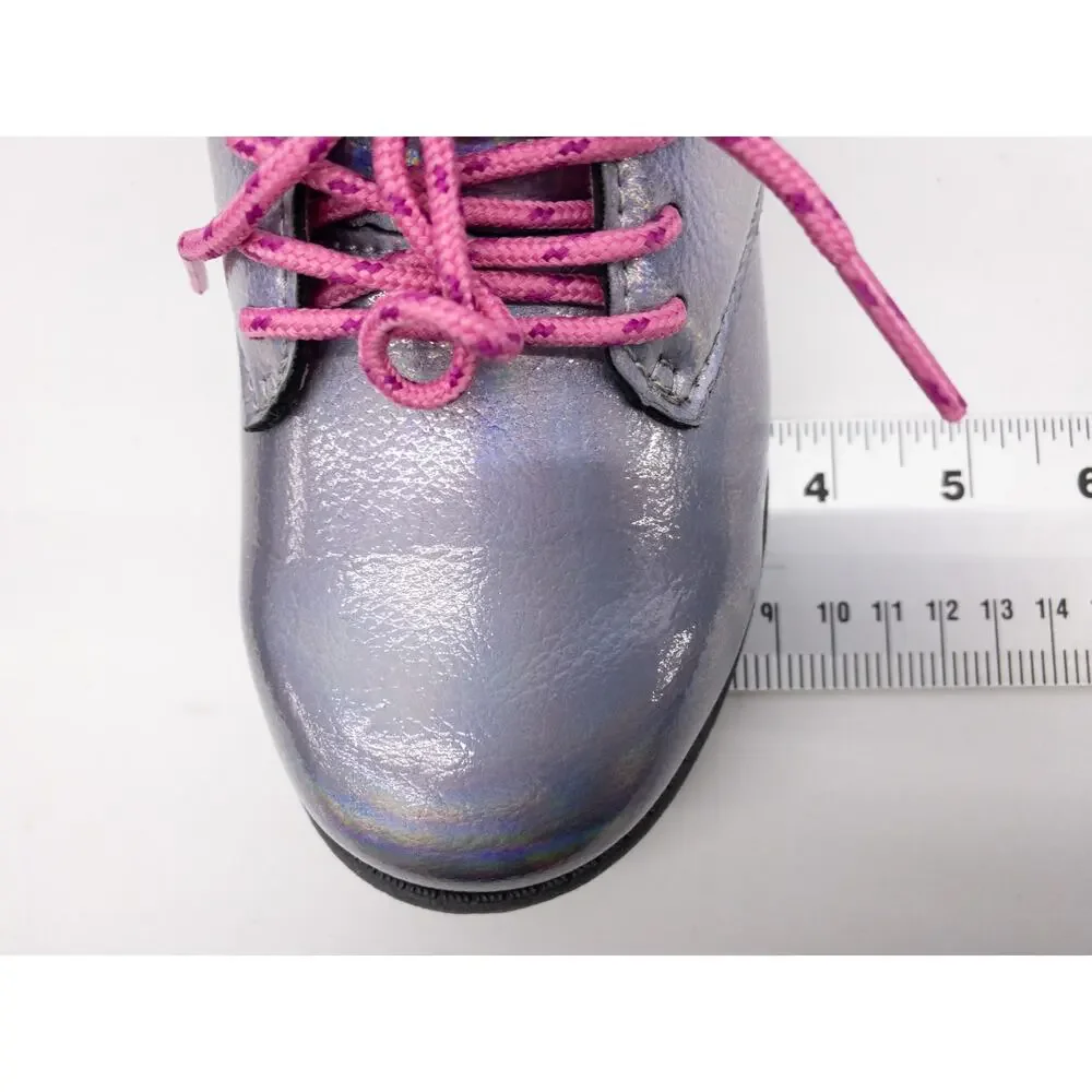 Carter's Girls Banja Lace Up Hiking Combat Boots Toddler 12 Silver Pink
